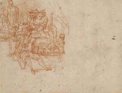 Verso; Quack Doctor Seated on Stage, Selling His Wares by Jean Antoine Watteau